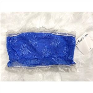 Calvin Klein blue and gray lined lace band bralett